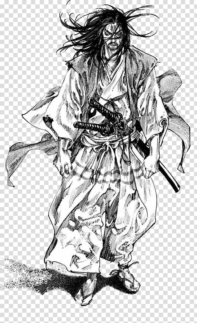 The Sumi: Vagabond Illustration Collection Tattoo Samurai Manga, samurai transparent background PNG clipart