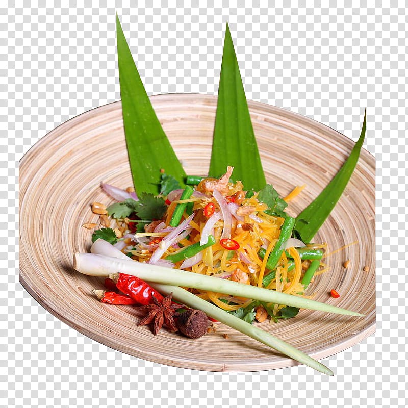 Green papaya salad Thai cuisine Thai salads Seafood, Thai Green Papaya Salad transparent background PNG clipart