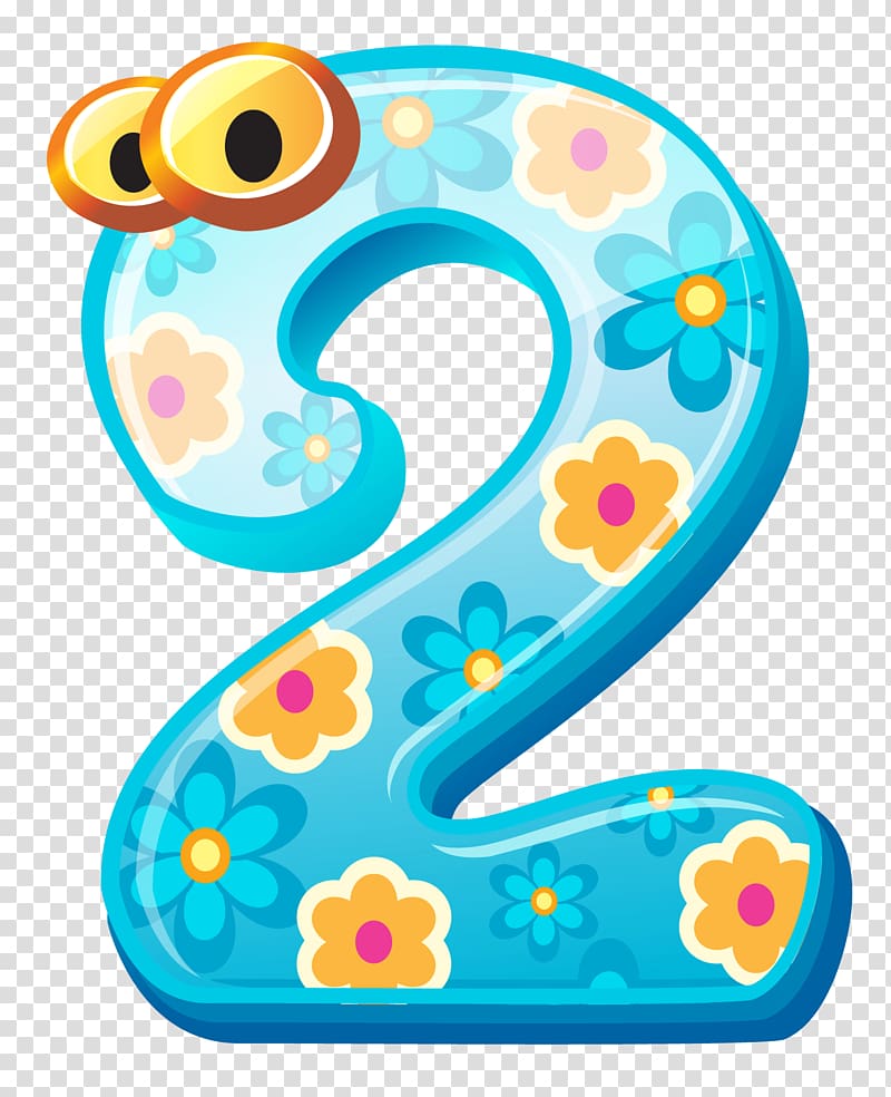 Number , Cute Number Two , yellow and blue 2 illustration transparent background PNG clipart
