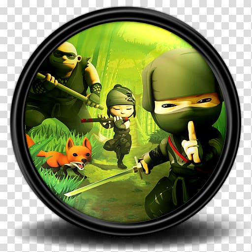 round black wall decor, grass, Mini Ninjas 1 transparent background PNG clipart