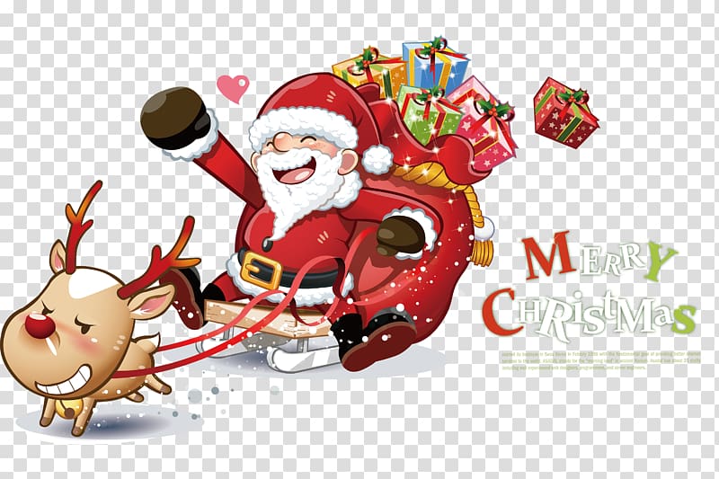 Santa Claus , Santa and sleigh material Free transparent background PNG clipart