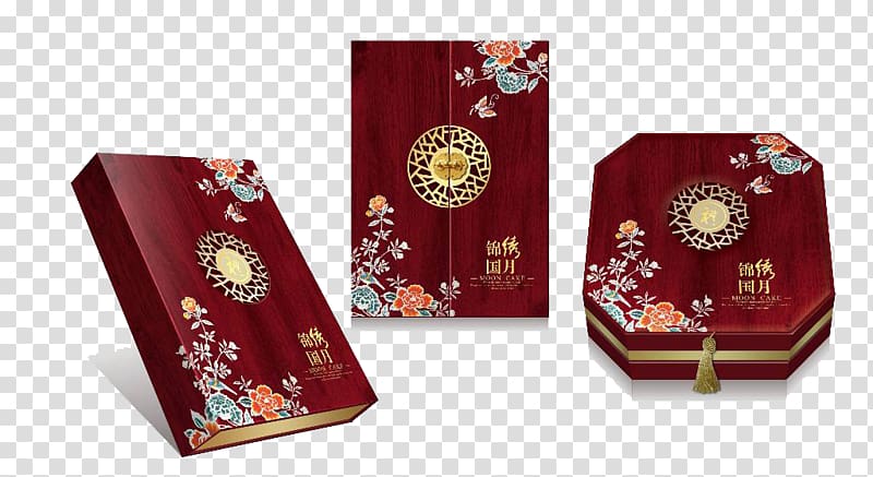 Mooncake Paper Box Packaging and labeling Plastic bag, Chinese wind wood combination transparent background PNG clipart