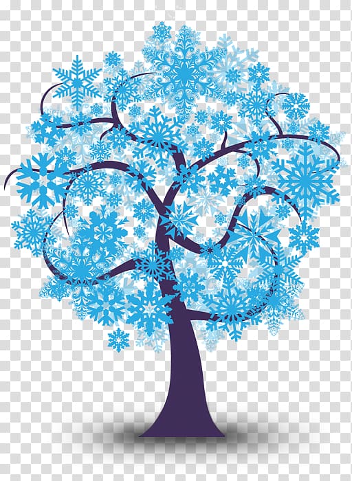 Northern Hemisphere Southern Hemisphere Winter solstice, Creative hand-painted blue tree transparent background PNG clipart