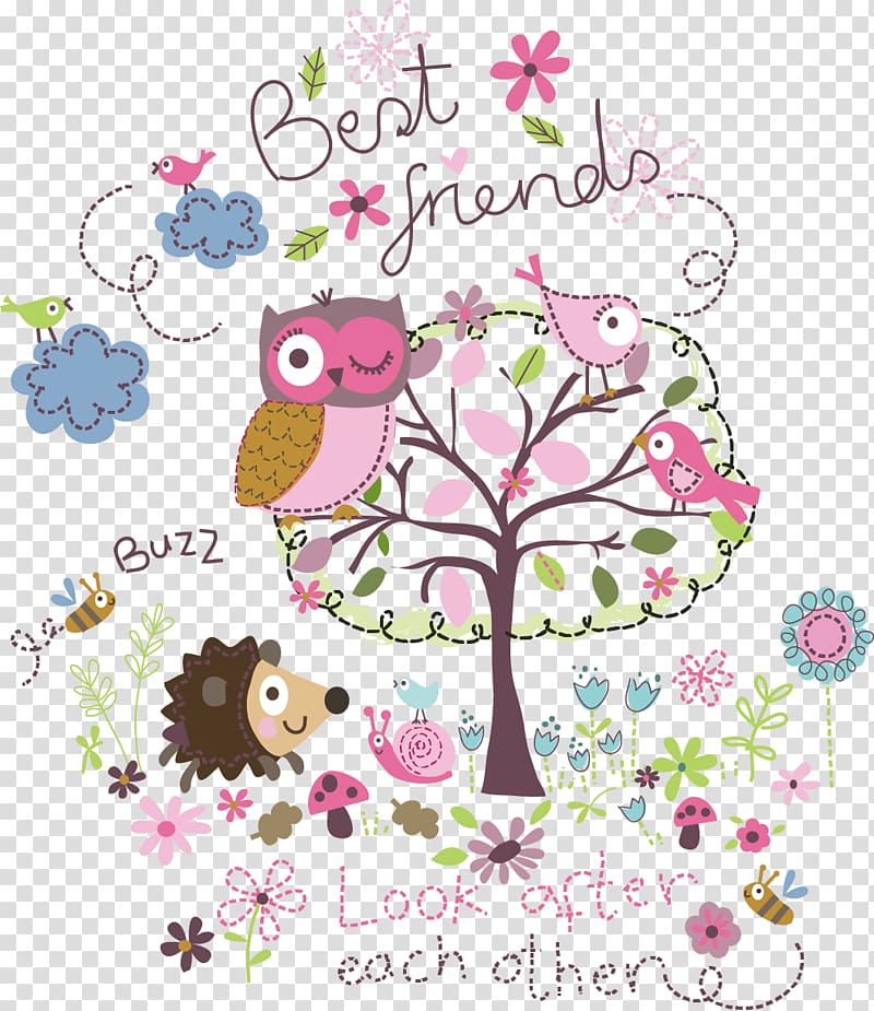 owl with tree , Small fresh tree bird transparent background PNG clipart