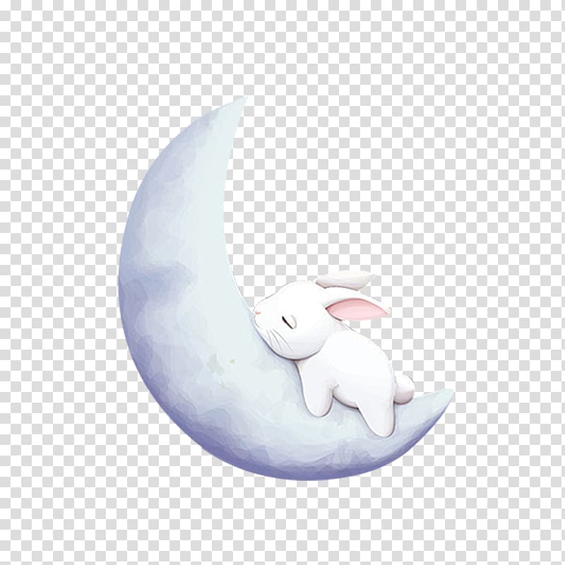 white rabbit on the moon transparent background PNG clipart