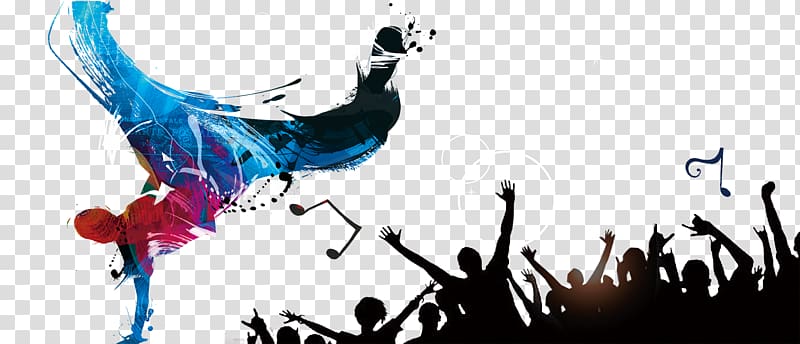 dancing and people raising hands illustration, Street dance Hip hop music Hip-hop dance, Silhouette transparent background PNG clipart