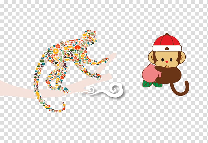 , Creative Hand-painted monkey transparent background PNG clipart