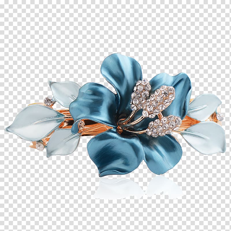 Hair tie Blue Cut flowers, Rhinestone hair accessories headdress small side chuck flower transparent background PNG clipart