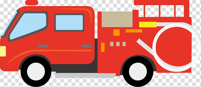 Fire engine red Car Truck , Cartoon Firetrucks transparent background PNG clipart