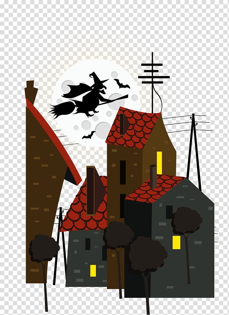 Halloween Boszorkxe1ny Illustration, Halloween Town transparent background PNG clipart