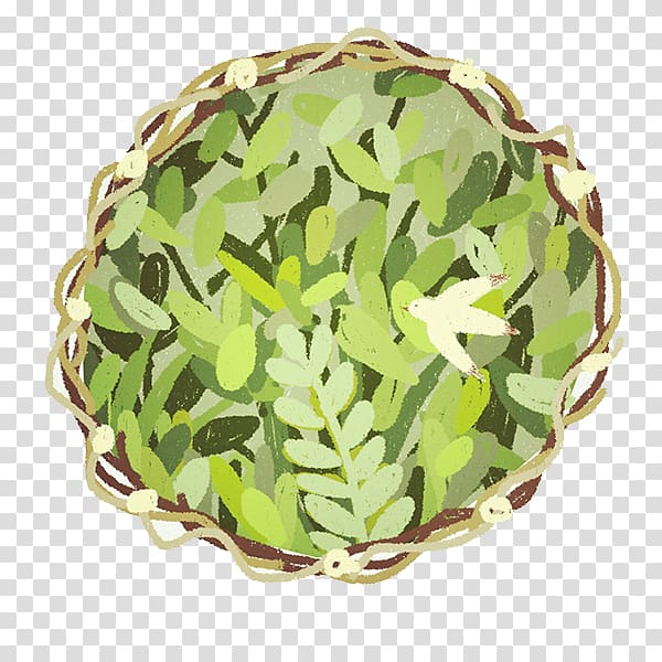 Euclidean Adobe Illustrator Computer file, Painted green leaves doves label transparent background PNG clipart