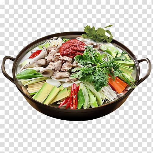 Hot pot Jeongol Gopchang Bulgogi Budae jjigae, vegetable transparent background PNG clipart