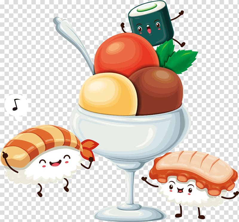 Ice cream Sundae Illustration, cartoon creative sushi transparent background PNG clipart