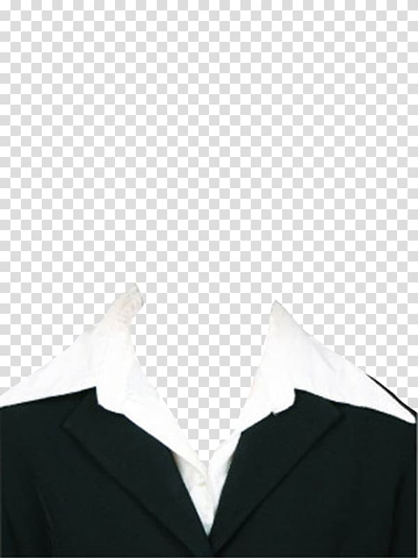 Suit Formal wear Dress shoe Sleeve, Women, white collared top and black coat transparent background PNG clipart
