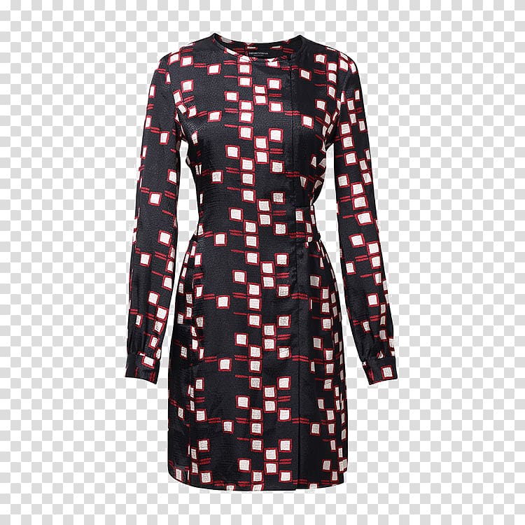 T-shirt Dress Fashion Polka dot, Retro geometric print round neck dress zipper transparent background PNG clipart