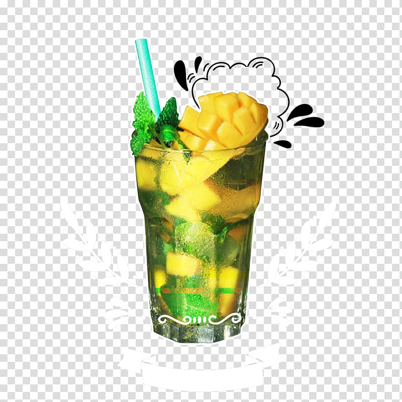 Green tea Oolong Milk Mango, Ice drink transparent background PNG clipart