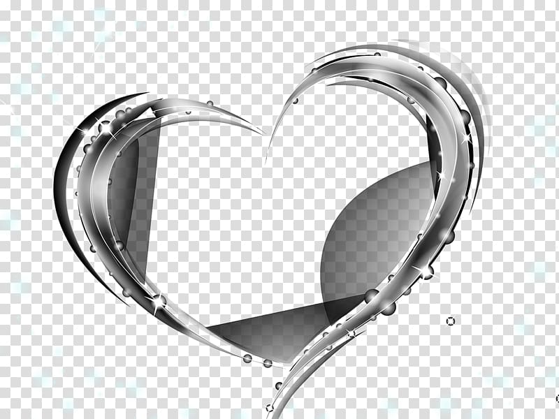 Love shape shine silver drops transparent background PNG clipart