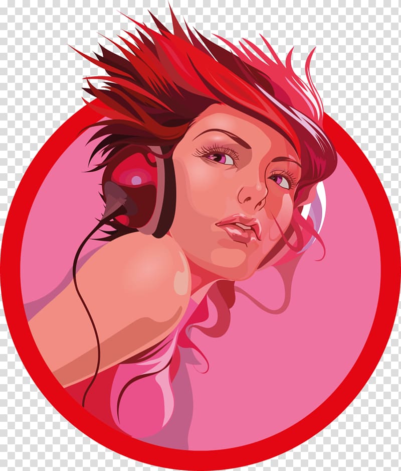 Hair coloring Lip Black hair Red hair Brown hair, DJ WOMAN transparent background PNG clipart