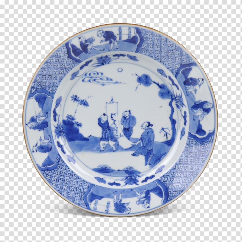Blue and white pottery Tableware Plate Porcelain Kraak ware, white plate transparent background PNG clipart