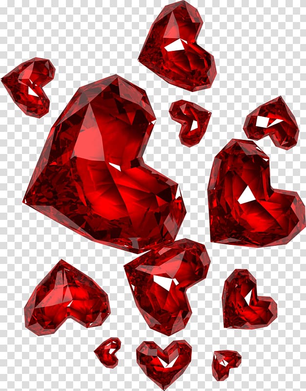 Love Hearts Crystal Red Quartz, precious stones transparent background PNG clipart