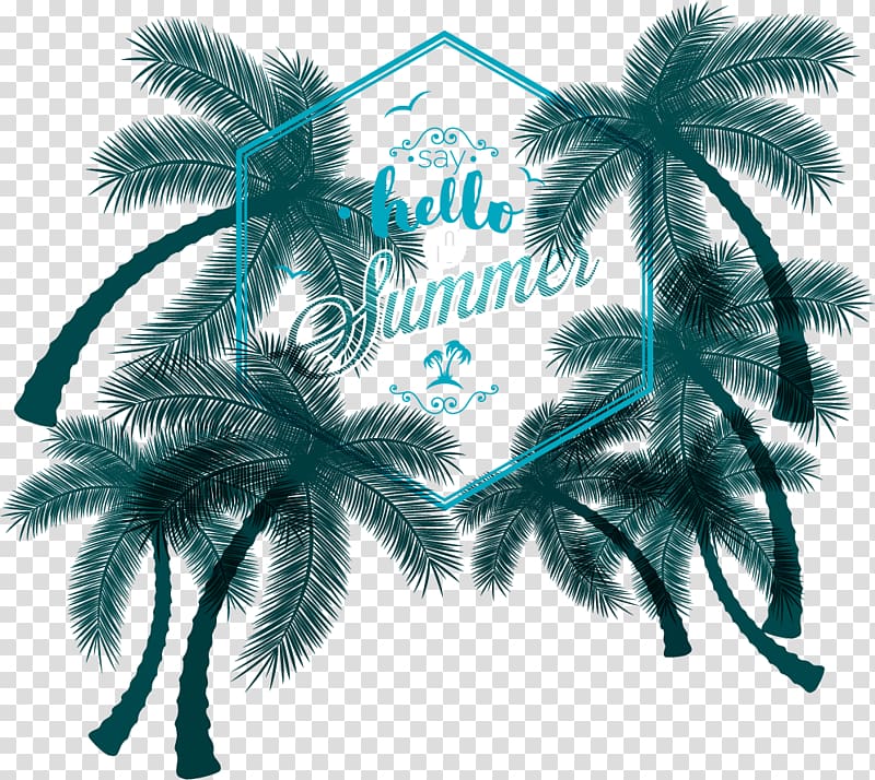 Arecaceae Trachycarpus fortunei Euclidean , Creative Summer vacation palm tree poster transparent background PNG clipart