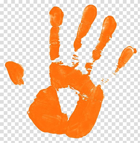 red hand print illustration, Printing , Orange handprint transparent background PNG clipart