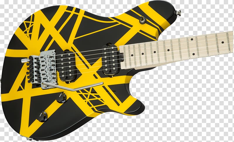 Electric guitar Slide guitar EVH Wolfgang Special EVH Striped Series, Black And Yellow Stripes transparent background PNG clipart