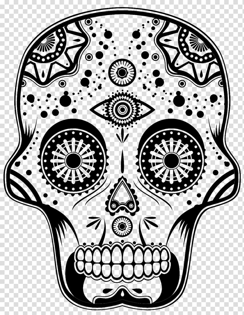 Calavera Day of the Dead Drawing Death, skull print transparent background PNG clipart