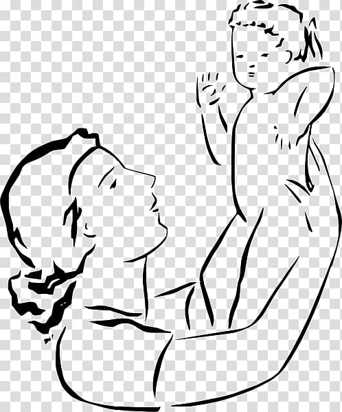 Mother Child Line art , Mom And Baby Cartoon transparent background PNG clipart