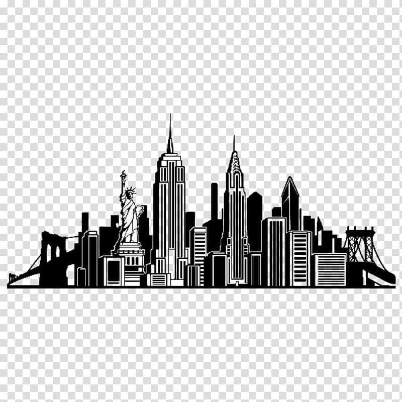 New York City Skyline Wall decal Silhouette, Silhouette transparent background PNG clipart