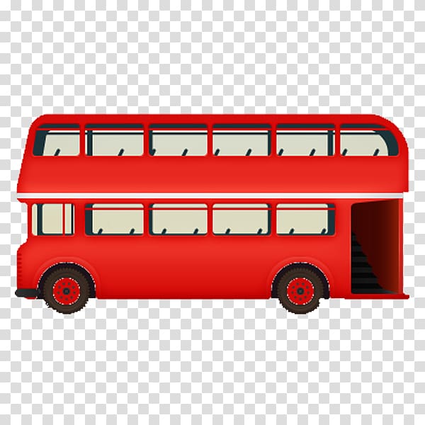 London Double-decker bus Illustration, Cartoon red double-decker bus transparent background PNG clipart