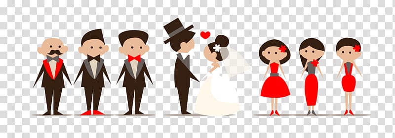 groom, bride and brides maid , Wedding invitation Illustration, Bride and groom transparent background PNG clipart