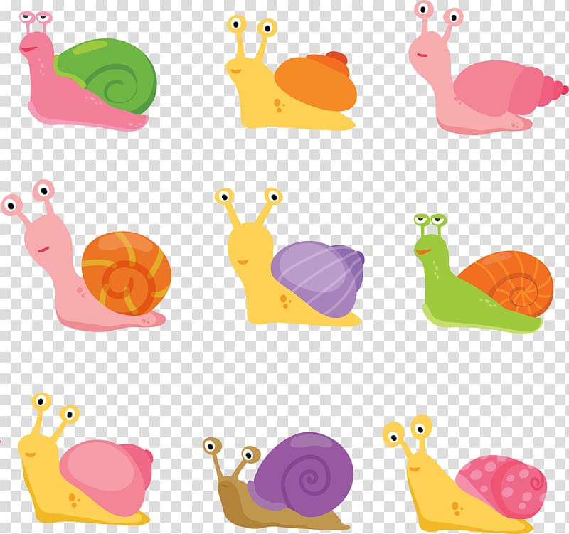 Escargot Snail Euclidean , 9 cartoon snail design transparent background PNG clipart