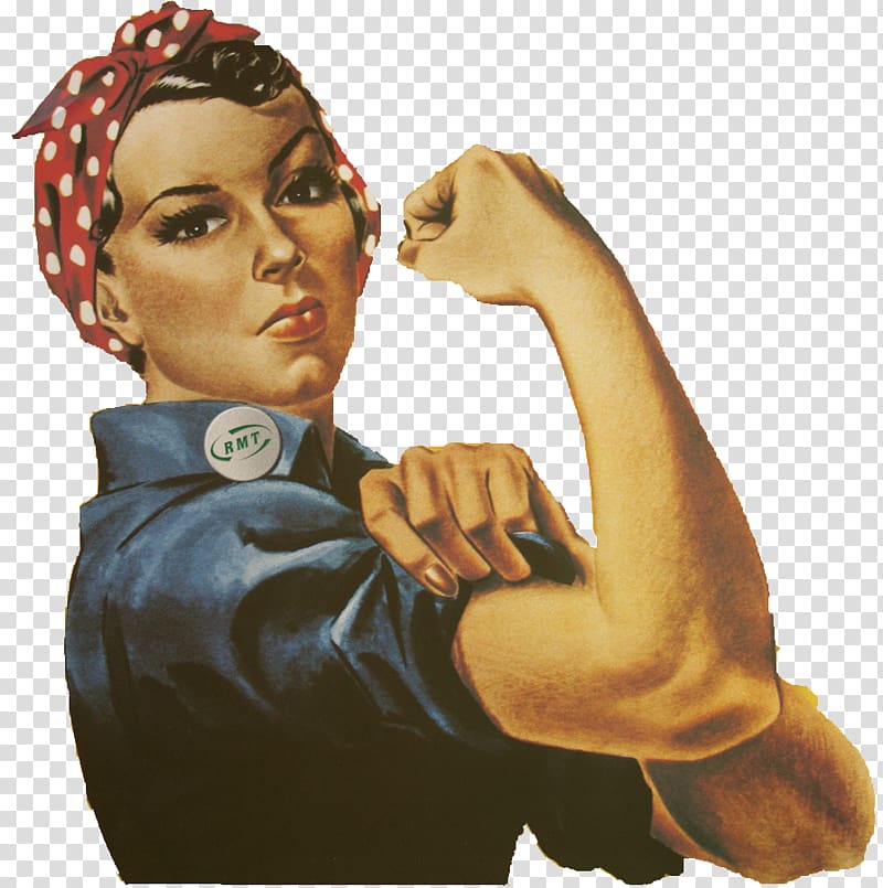 woman showing her biceps illustration, Geraldine Doyle We Can Do It! Rosie the Riveter Poster Woman, strong transparent background PNG clipart