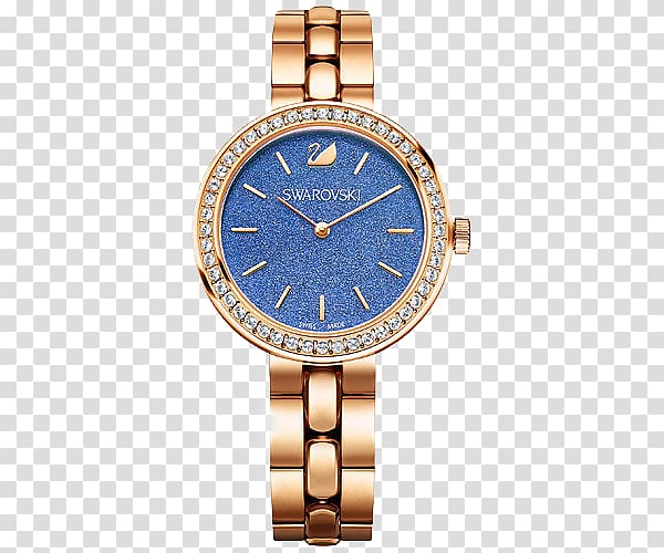 Watch Swarovski AG Bracelet Gold plating, Gold diamond watches transparent background PNG clipart