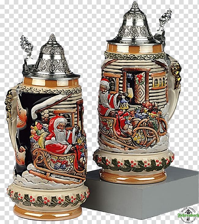 Beer stein German cuisine Budweiser Anheuser-Busch, hand painted santa claus transparent background PNG clipart