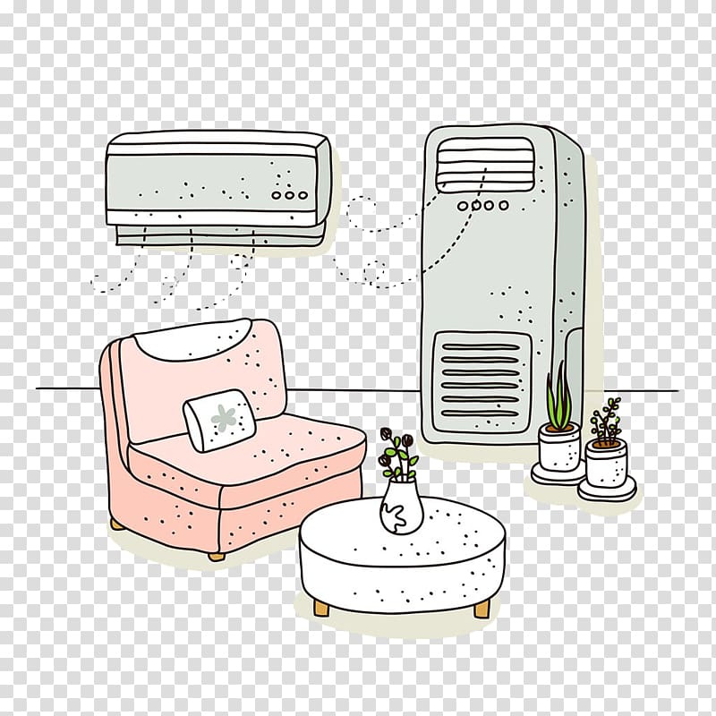 Air conditioner Air conditioning Illustration, Hand-painted air conditioning wind transparent background PNG clipart