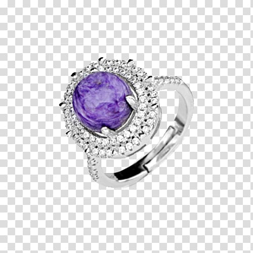 Amethyst Purple Ring Silver, Colorful charms Charoite Rings transparent background PNG clipart