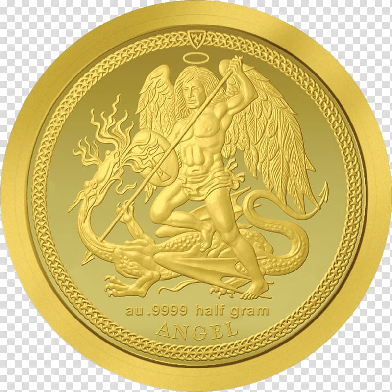 Coin Isle of Man Gold Michael Angel, silver coin transparent background PNG clipart