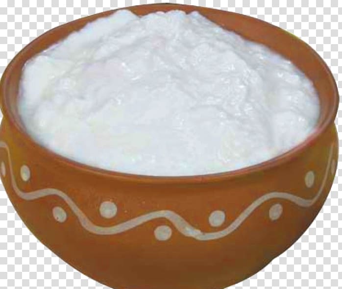 pot filled with white cream, Lassi Milk Punjabi cuisine Curd Yoghurt, curd transparent background PNG clipart