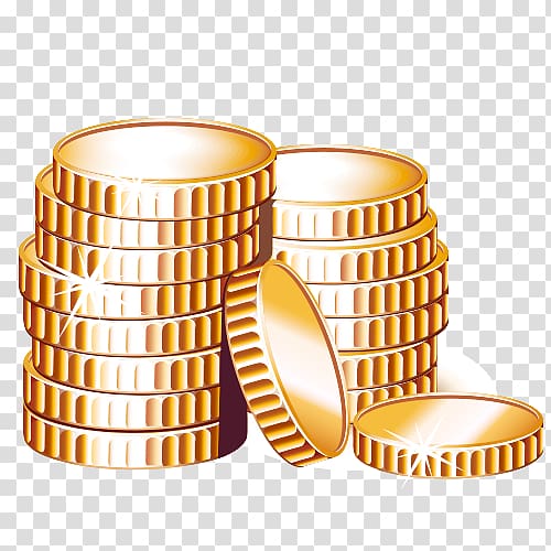Coin Finance Money Icon, Cartoon gold coins transparent background PNG clipart