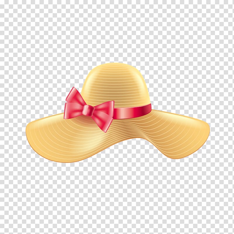 Straw hat Sun hat, Bow hat transparent background PNG clipart