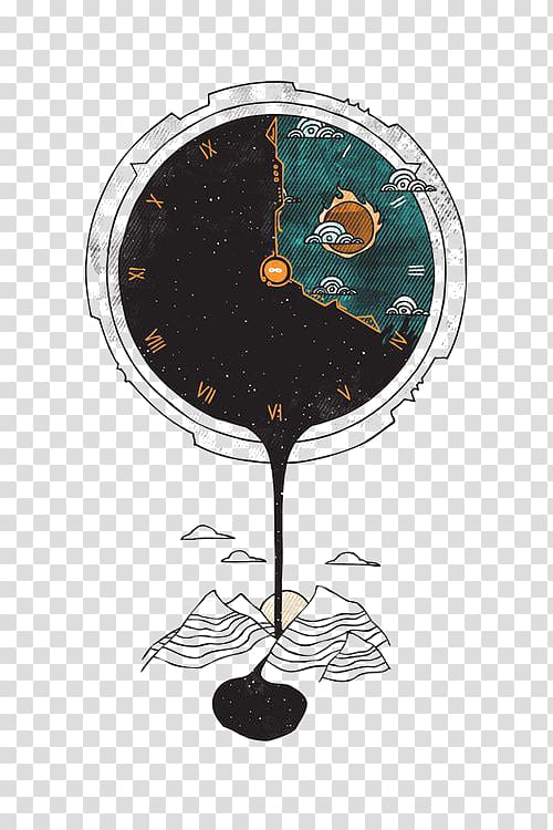 Art Drawing Printmaking Illustration, Creative clock transparent background PNG clipart