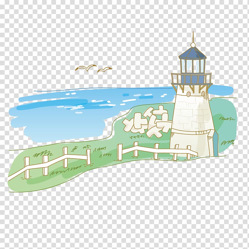 Cartoon The Sea Illustration, Small fresh hand drawn cartoon island tour transparent background PNG clipart