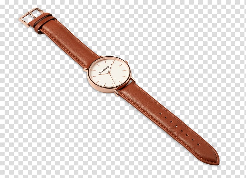 Watch strap Watch strap Leather Cowhide, metallic copper transparent background PNG clipart