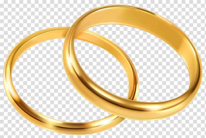 pair of gold-colored rings, Wedding ring Engagement ring , Wedding Rings transparent background PNG clipart