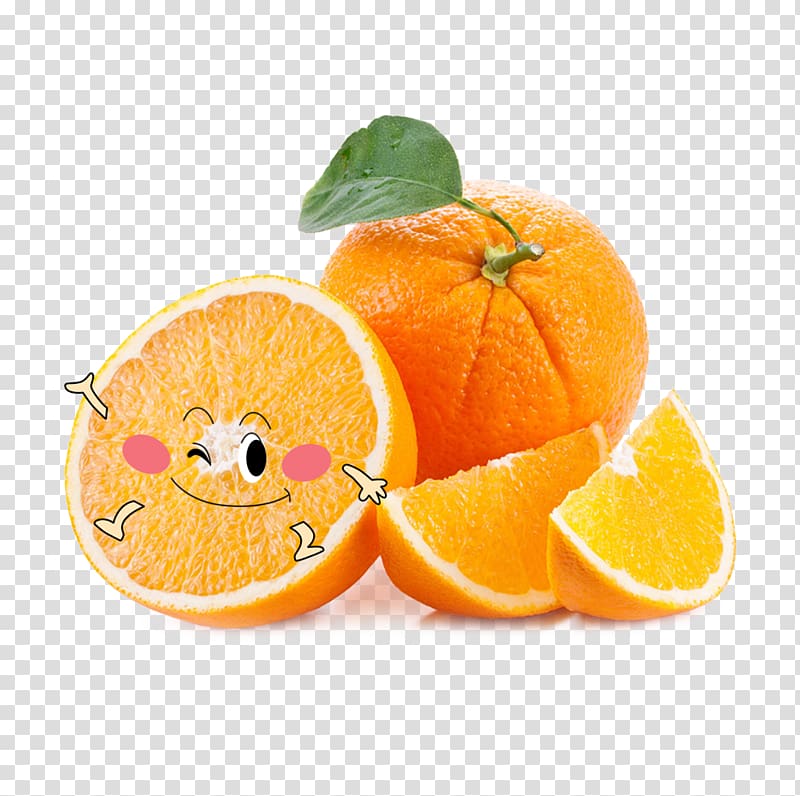 Orange juice Food Vitamin C, Cute cartoon smiley face orange transparent background PNG clipart