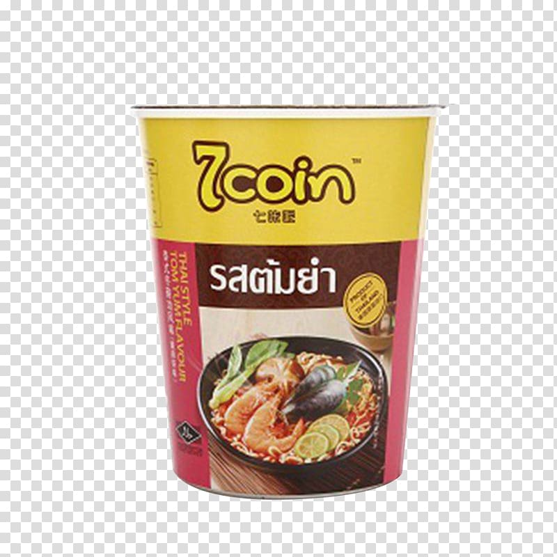 Instant noodle Tom yum Thai cuisine Fast food, Seven cracking it Thai Tom Yum flavor instant noodles transparent background PNG clipart