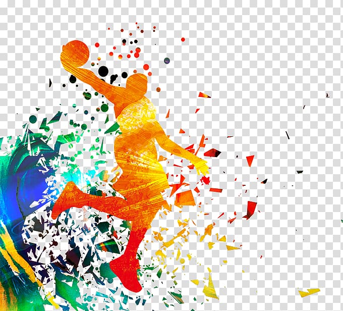 basketball player illustration, Huangpu District NBA Basketball court, Colorful football transparent background PNG clipart