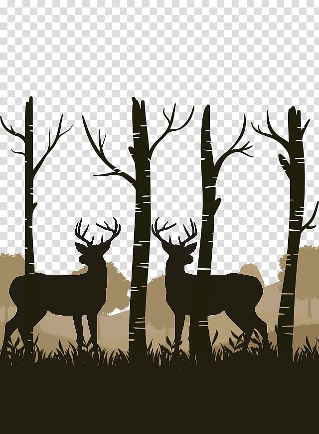 Reindeer Silhouette, Mountains transparent background PNG clipart